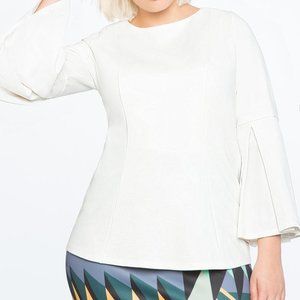 Eloquii Pleated Sleeve Top - White 16